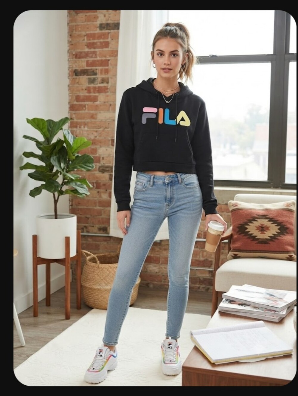 ✴️Bundle ✴️American Eagle Jegging Jeans Size 2 & Fila Black Cropped Hoodie Small